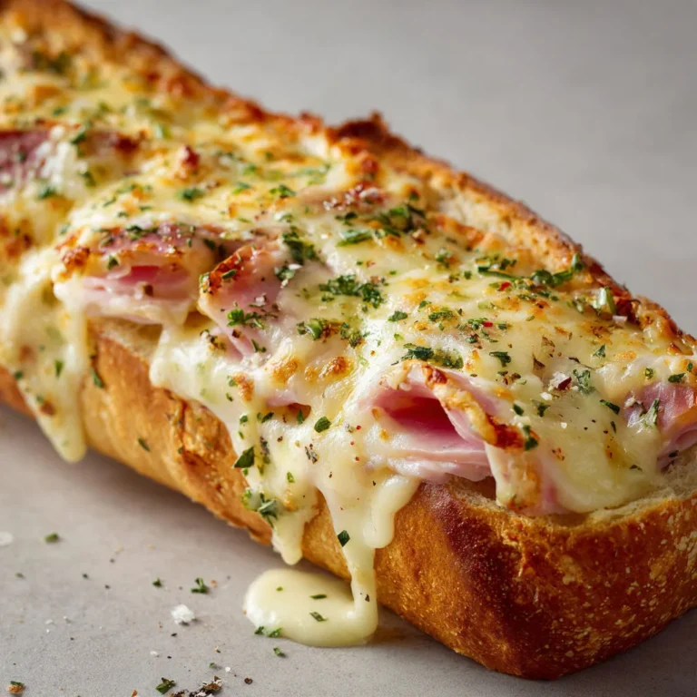 Baguette gratinée au jambon et fromage, recette gourmande!