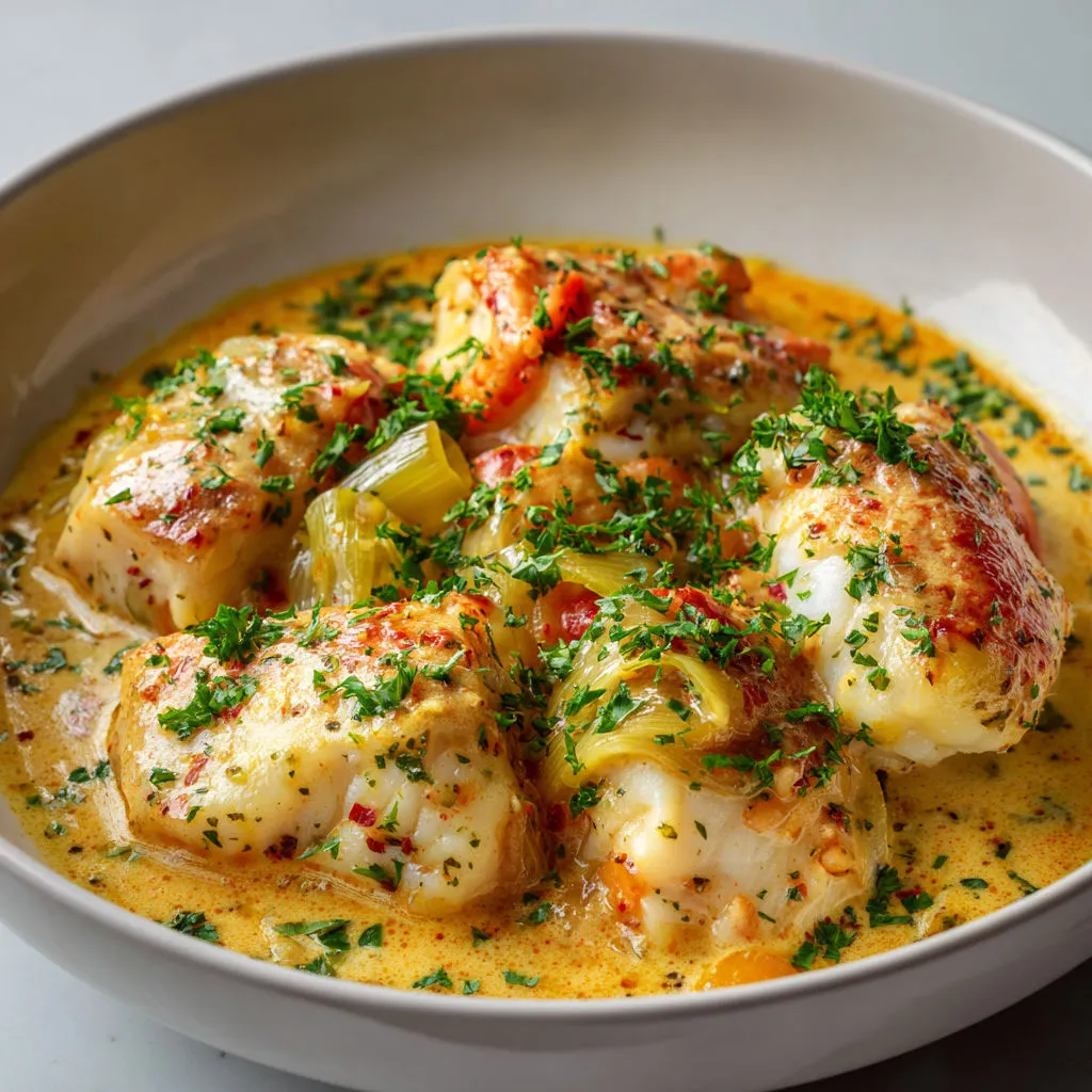 Blanquette de cabillaud à la bisque: recette savoureuse et crémeuse