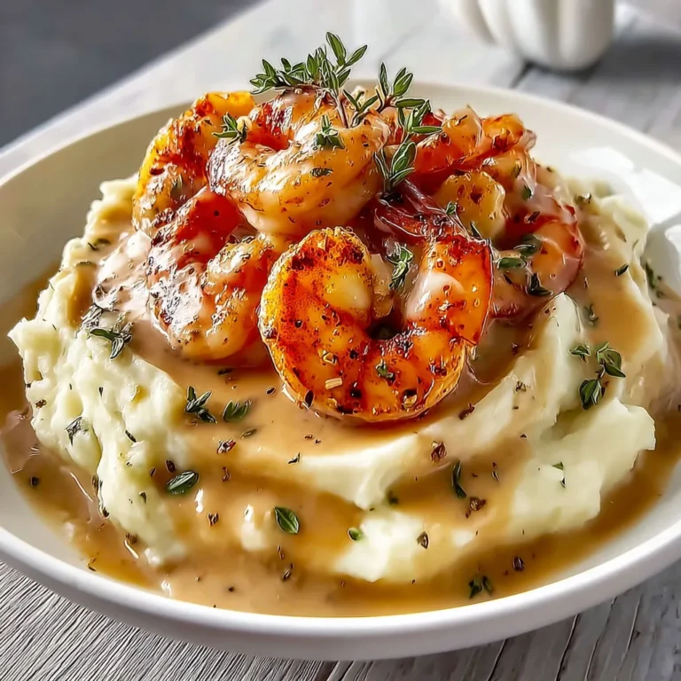 Crevettes à l'Ail Crémeuses sur Lit de Purée