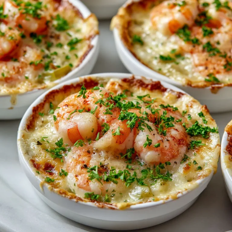 Délice de cassolettes: crevettes fondantes, poireaux croustillants