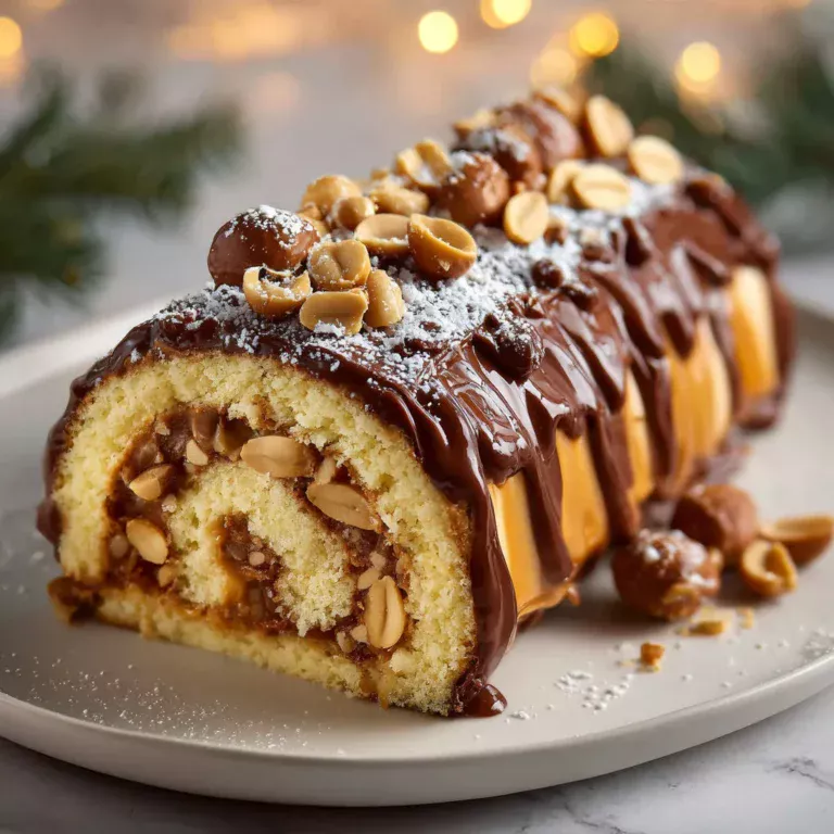 Délice de Noël : Bûche Cacahuètes Caramel Vanille