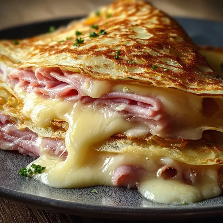 Délice gourmand : crêpe au jambon et fromage fondant