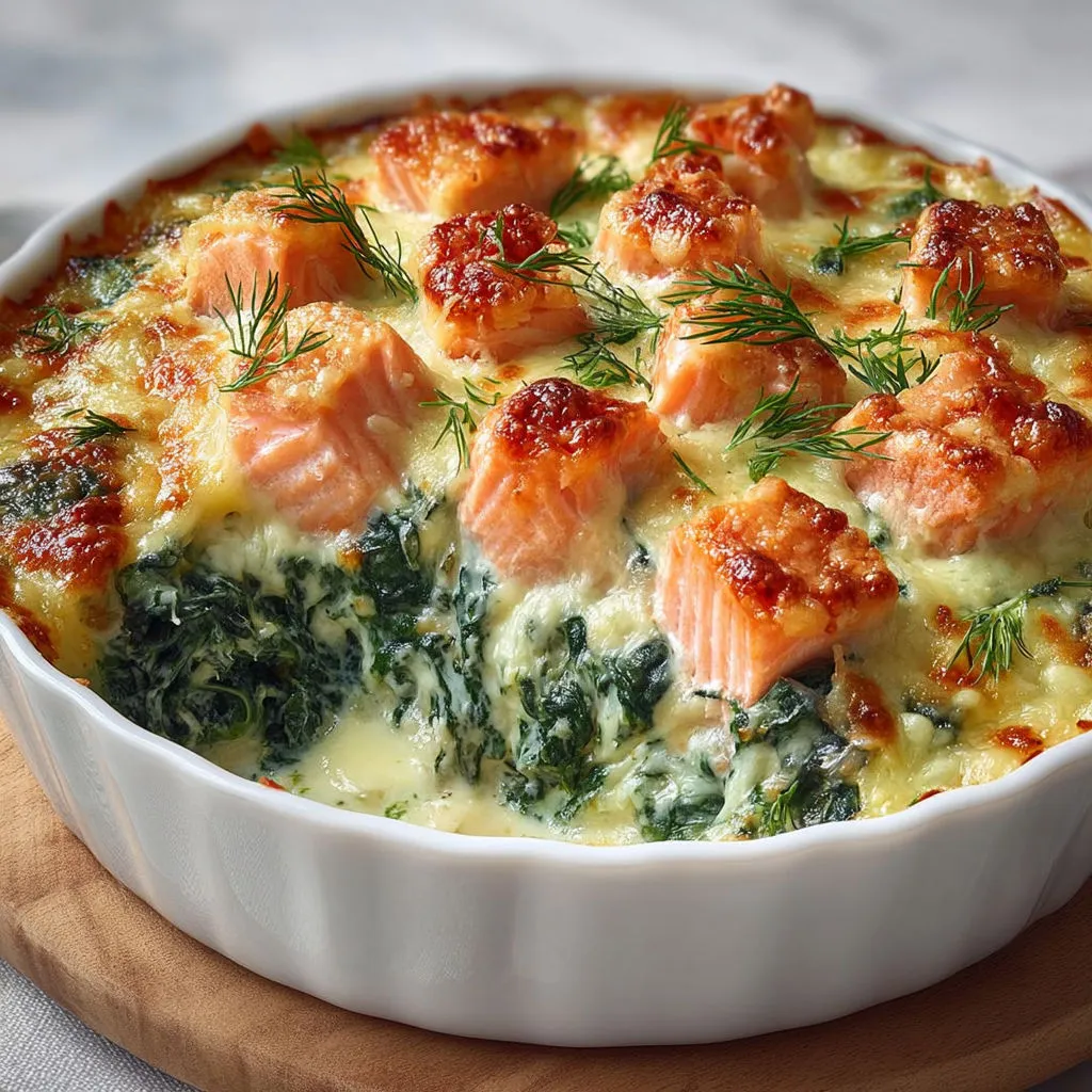 Délice: Gratin Saumon Frais et Épinards Crémeux
