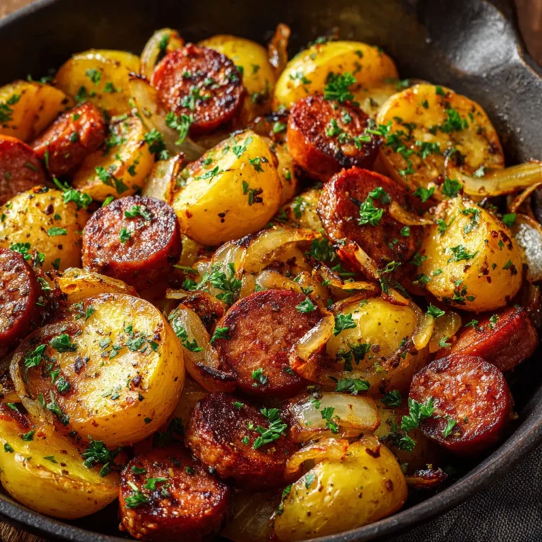 Délicieuse poêlée de pommes de terre et saucisses savoureuses