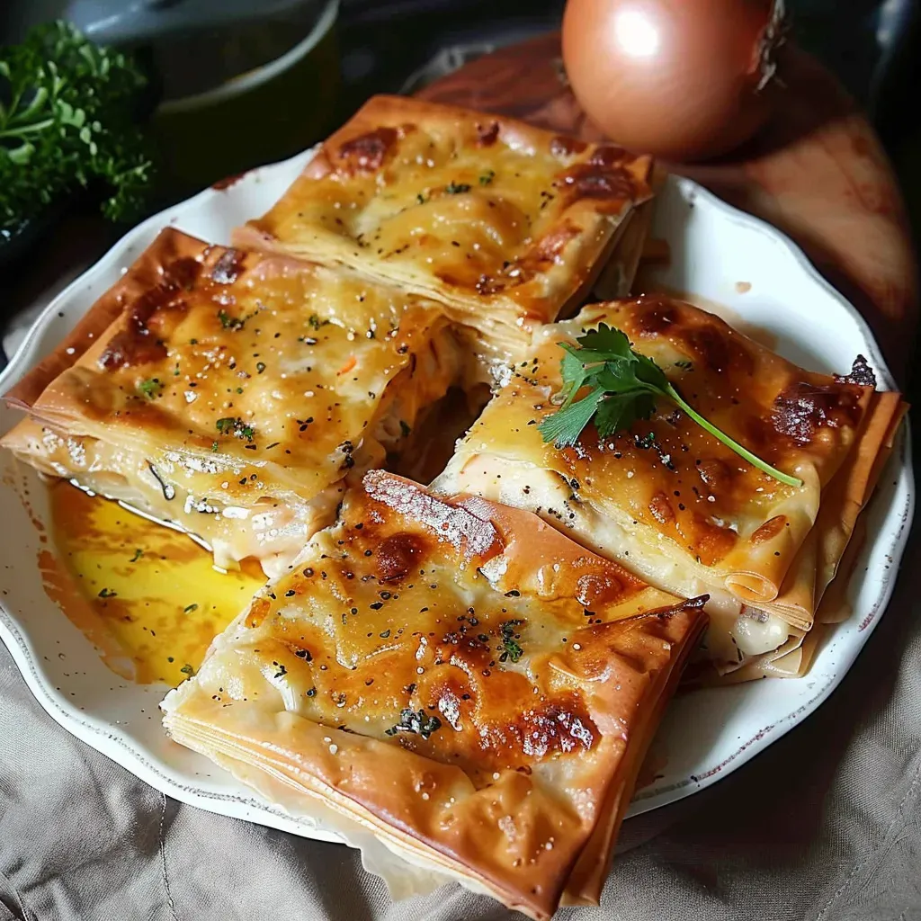 Délicieuses bricks au poulet et fromage fondant