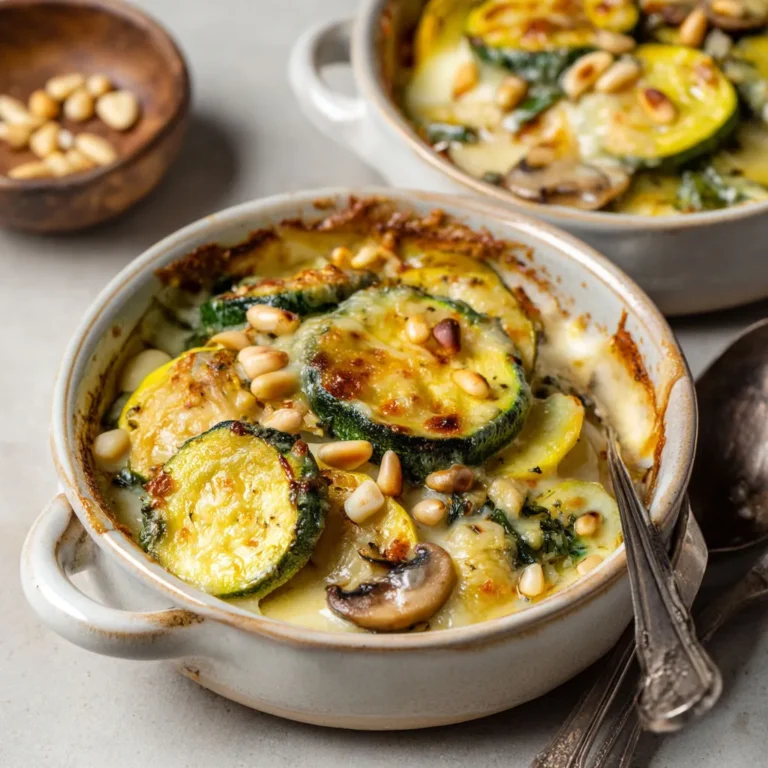 Délicieuses cassolettes de courgettes et champignons bouillonnantes
