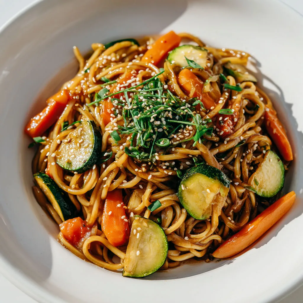 Délicieuses nouilles sautées aux légumes croquants: recette facile!