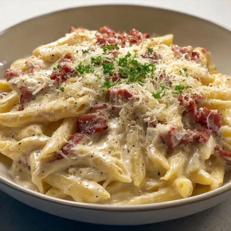 Délicieuses pâtes crémeuses aux lardons fumés
