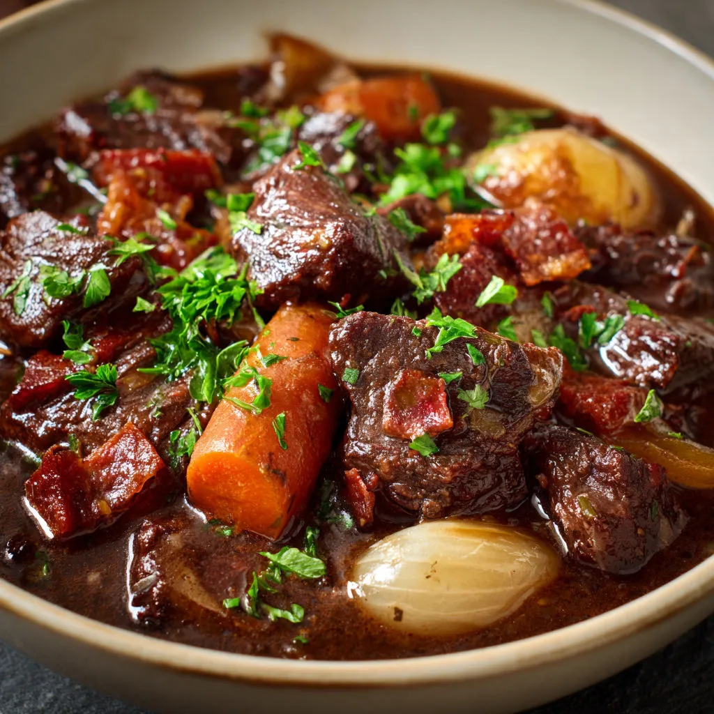 Délicieux Boeuf Bourguignon: Recette Traditionnelle avec Vin Rouge et Carottes