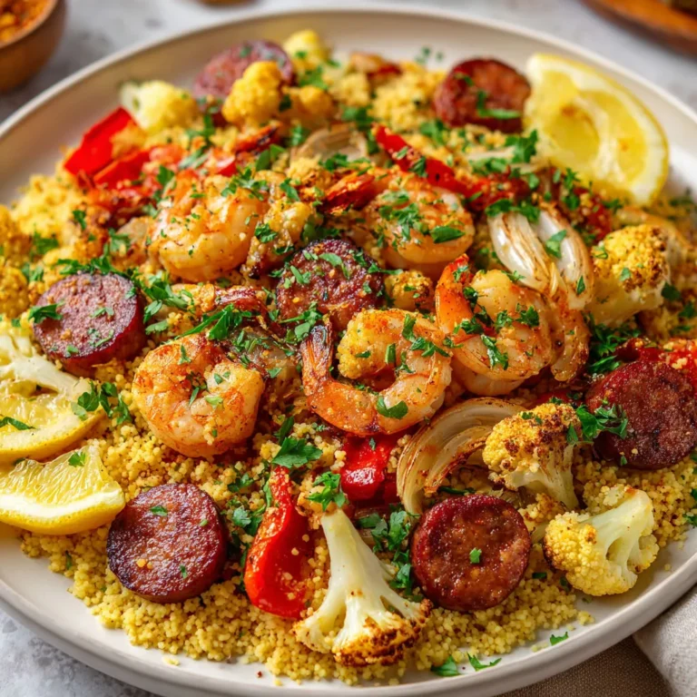 Délicieux couscous aux crevettes et merguez, recette facile.