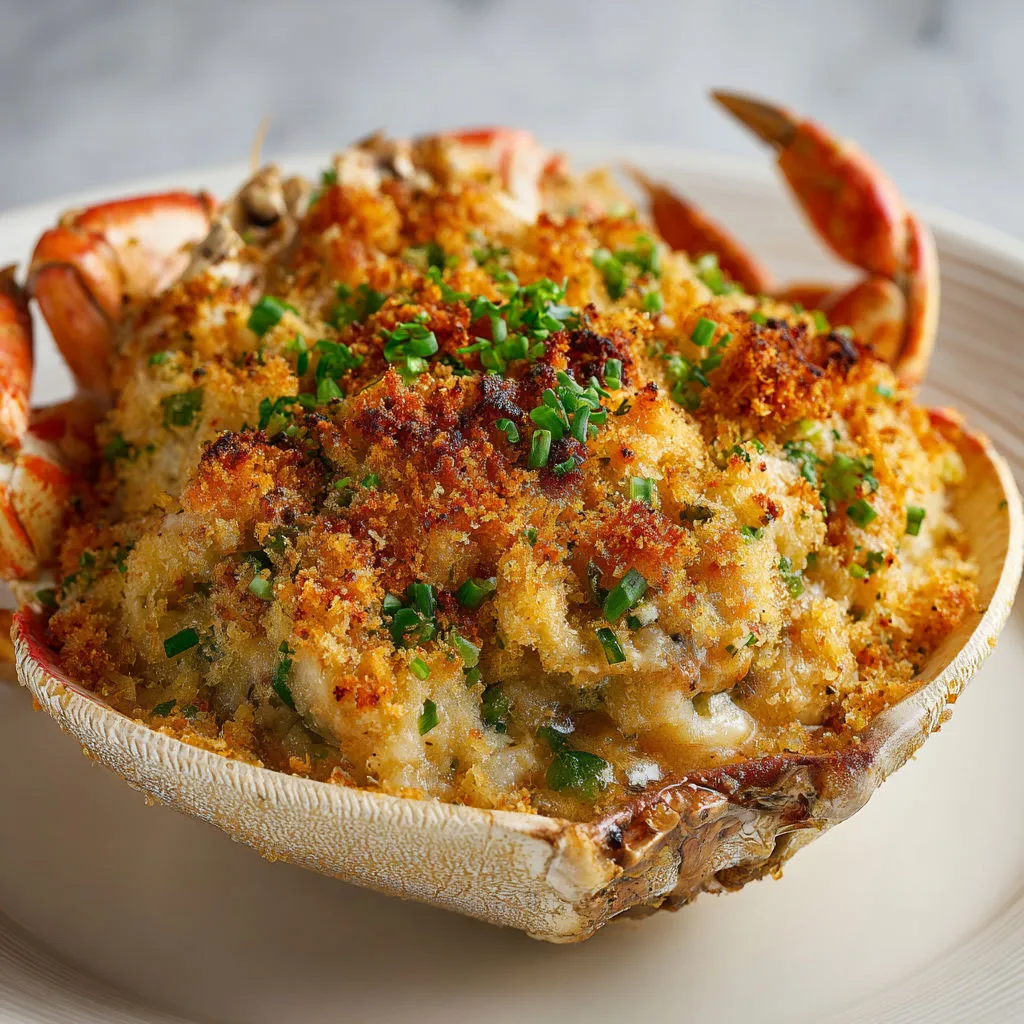 Délicieux crabe farci au citron et épices exotiques