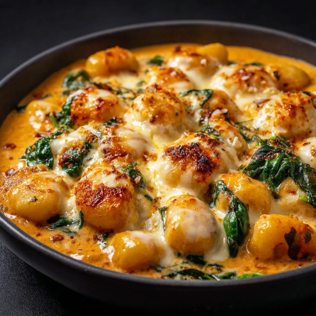 Délicieux gnocchis potimarron avec mozzarella fondue