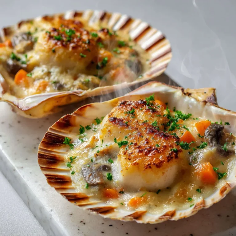 Délicieux Gratin de Saint-Jacques aux Champignons Crémeux