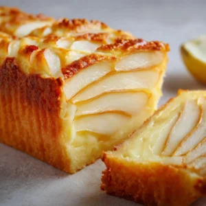 Délicieux gâteau invisible aux poires et à la vanille