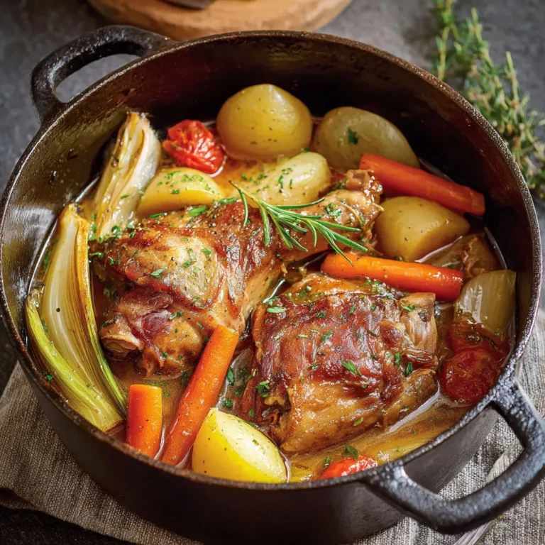 Délicieux jarret de porc aux légumes mijotés