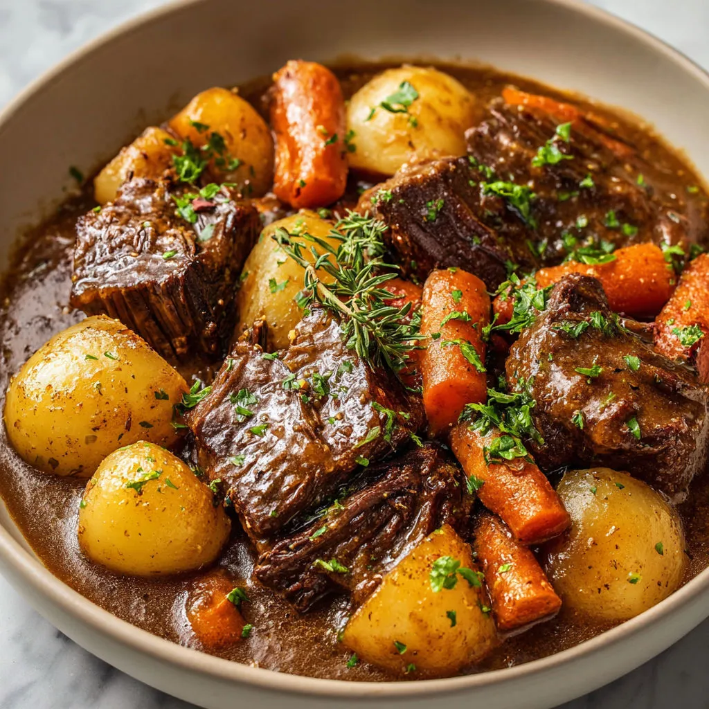 Délicieux rôti de bœuf avec sauce crémeuse.