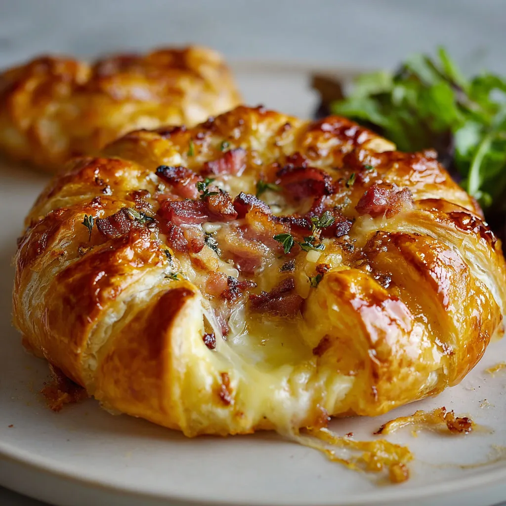 Feuilleté au camembert et lardons : recette croustillante!