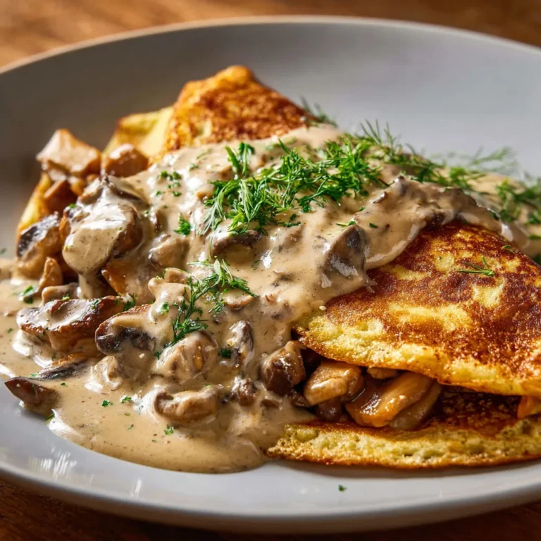 Pancakes crémeux aux champignons: recette savoureuse et facile