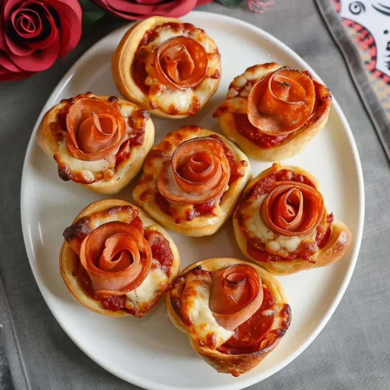 Pizza en forme de roses pour une Saint-Valentin romantique