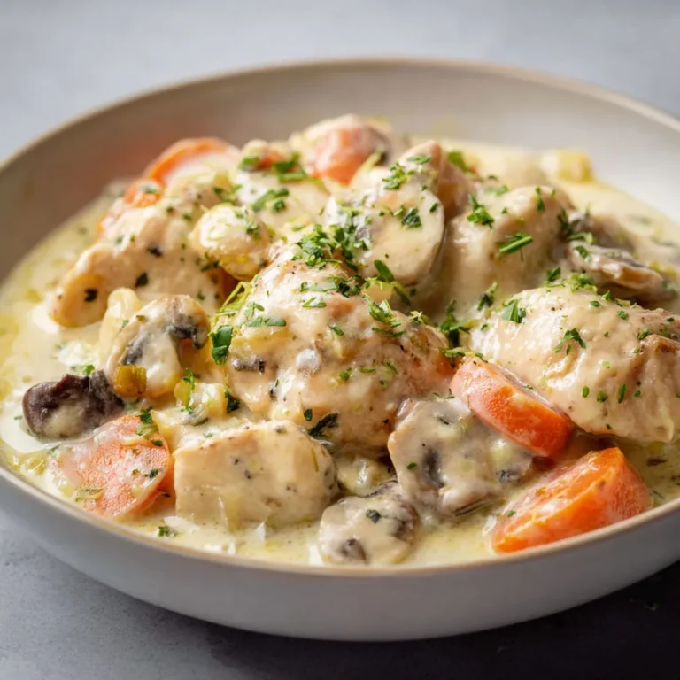 Recette blanquette de poulet au bleu d'Auvergne.