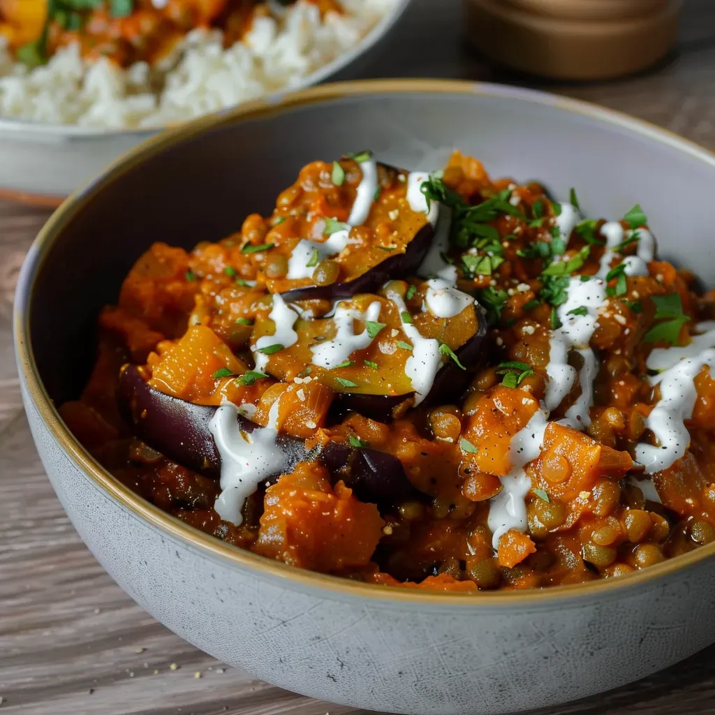 Recette Savoureuse: Curry Aubergines et Lentilles Express