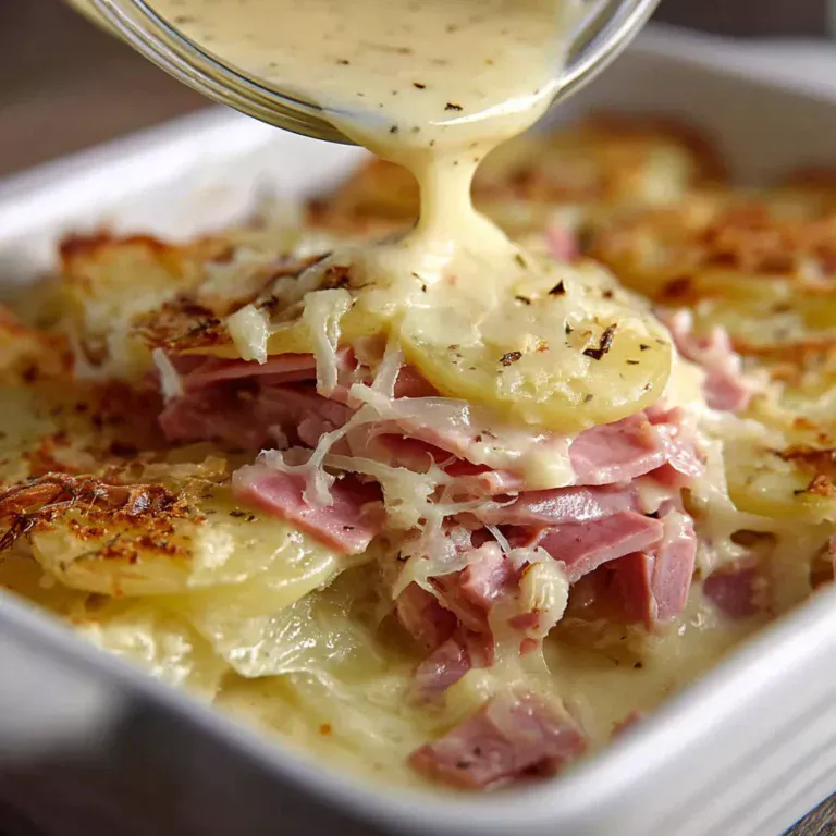 Recette savoureuse: pommes de terre au jambon.