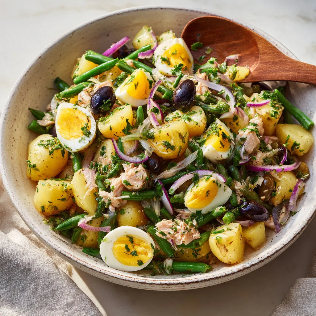 Recette savoureuse: salade pommes de terre au thon et œufs