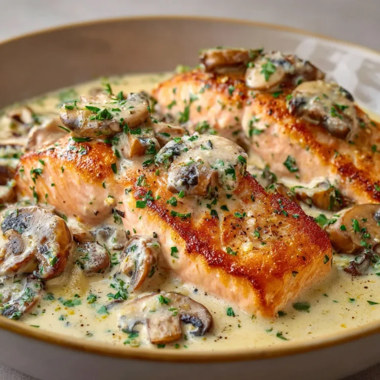 Saumon crémeux aux champignons et à l'ail : recette divine