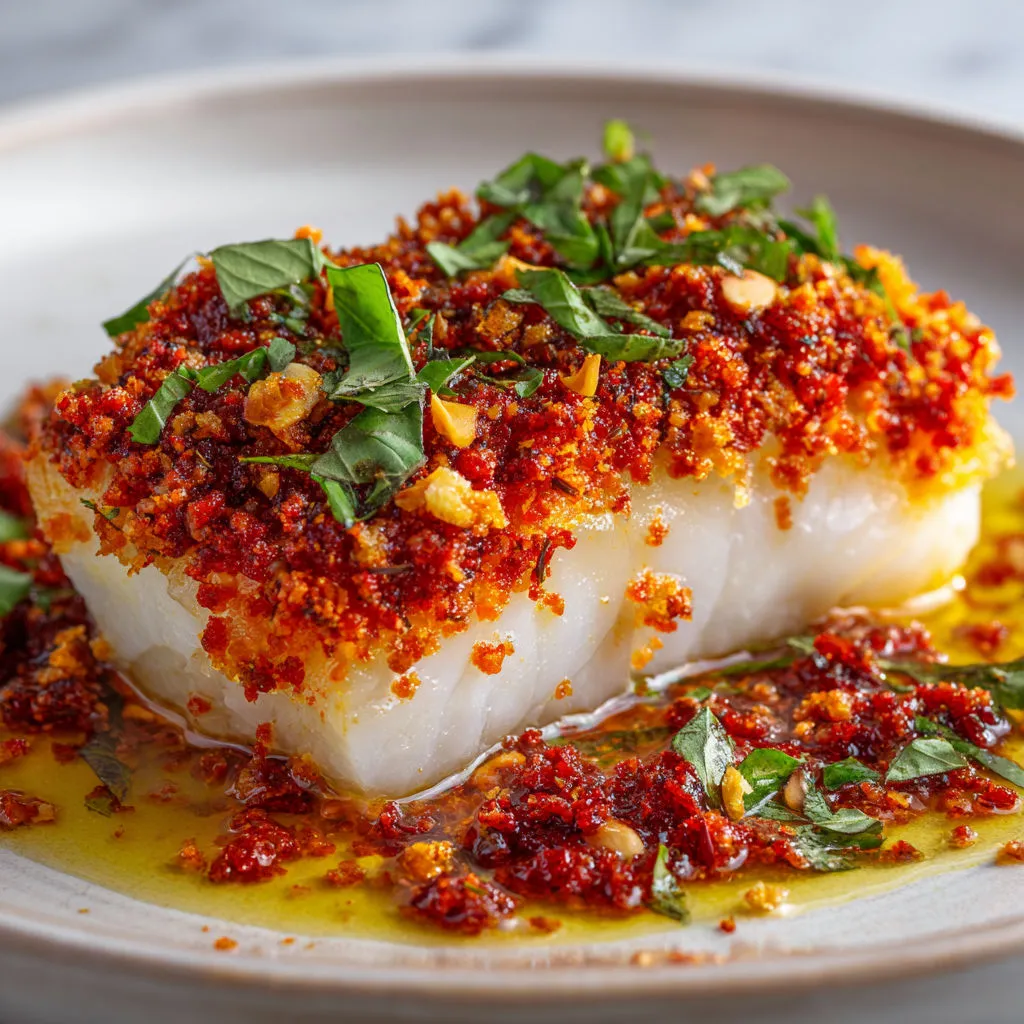 Cabillaud en croûte de chorizo : savoureux et croustillant