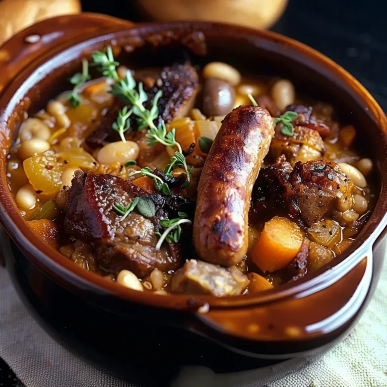 Cassoulet de Castelnaudary savoureux aux haricots et confit.