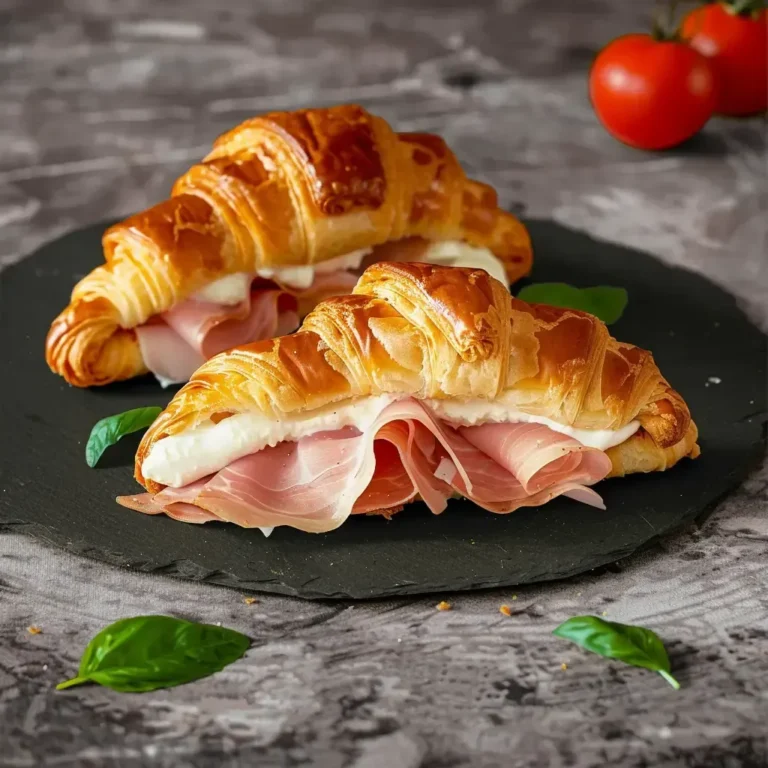 Croissant savoureux garni de fromage fondu