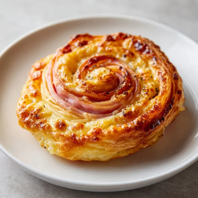 Délice feuilleté au fromage et jambon: recette savoureuse et facile.