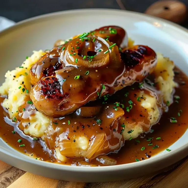Délicieuse recette saucisses purée aux oignons - facile et rapide