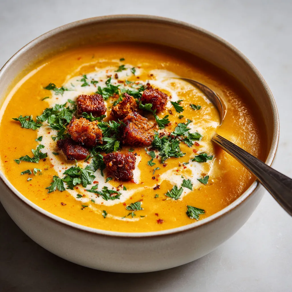 Délicieuse soupe carottes patate douce chorizo: recette réconfortante.