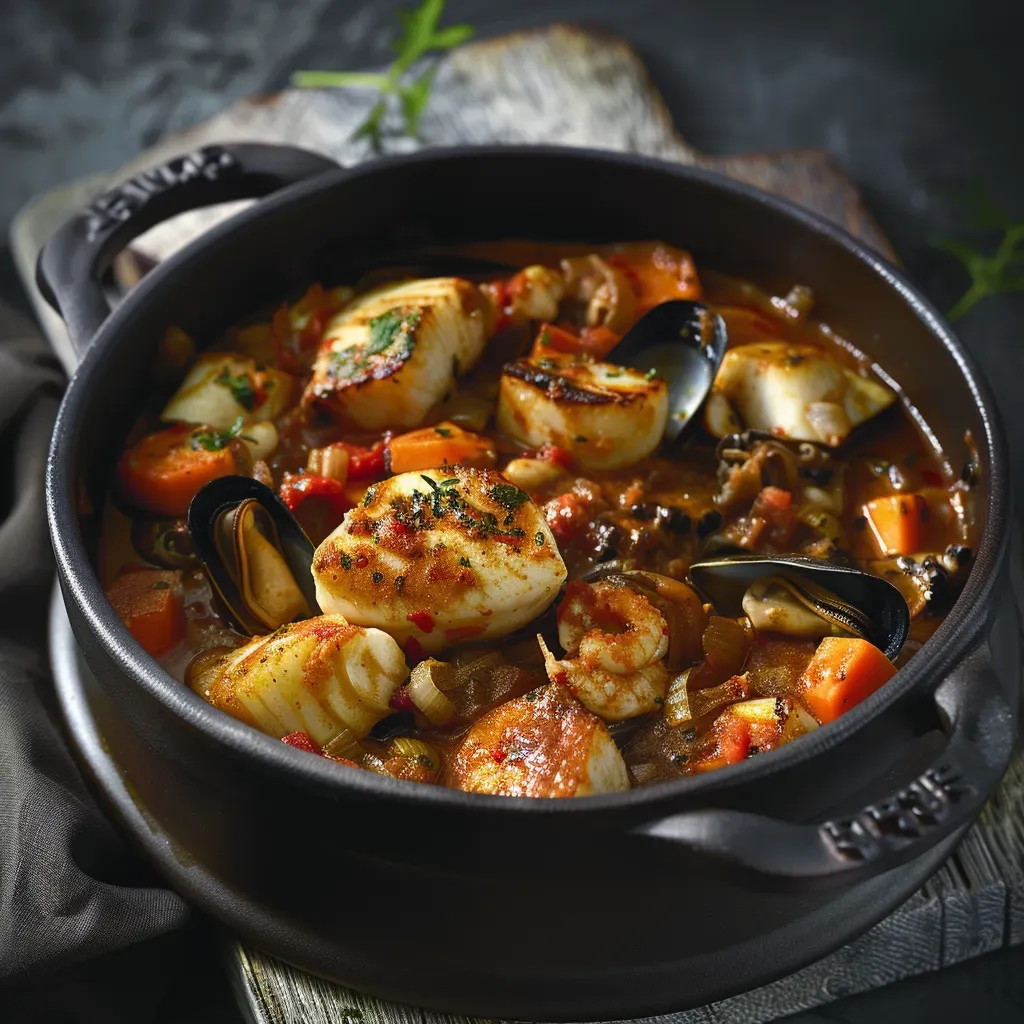 Délicieuse zarzuela de fruits de mer frais