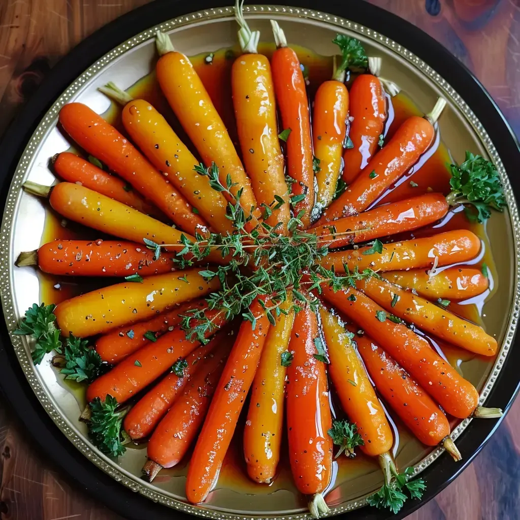 Délicieuses carottes glacées au miel et aux herbes