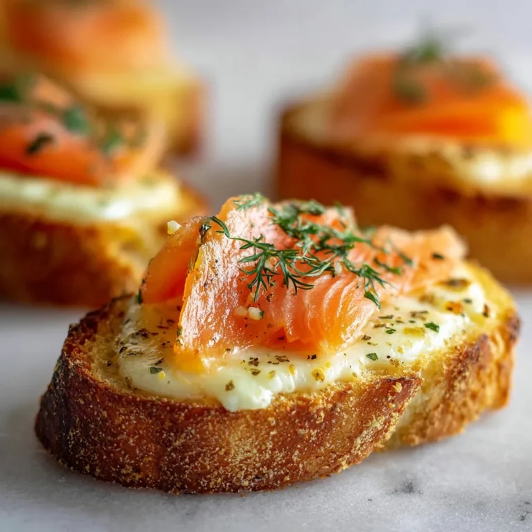 Délicieux pain à l'ail gratiné au saumon fumé.