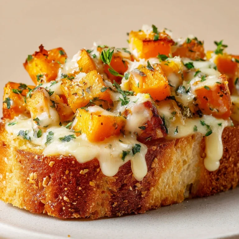 Délicieux pain à l'ail gratiné avec butternut rôti