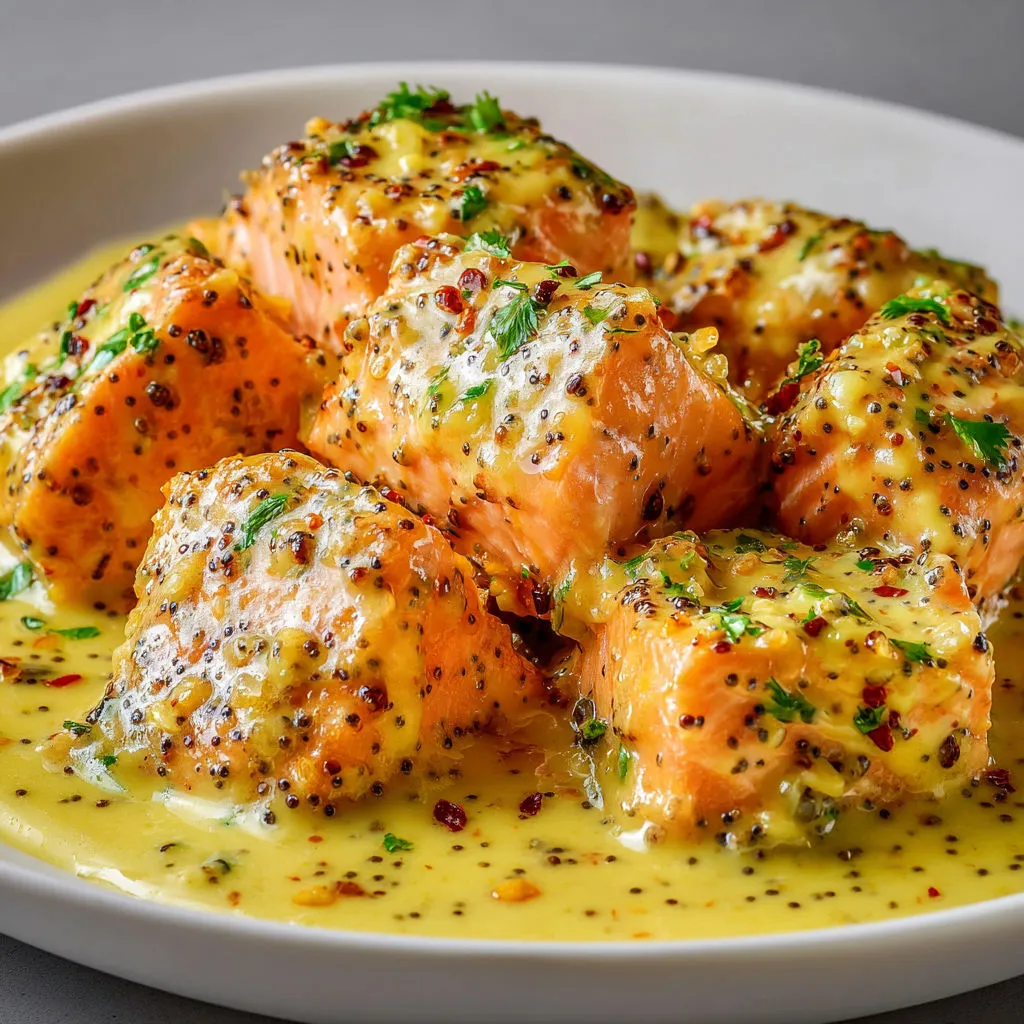 Délicieux saumon sauté à la moutarde et citron