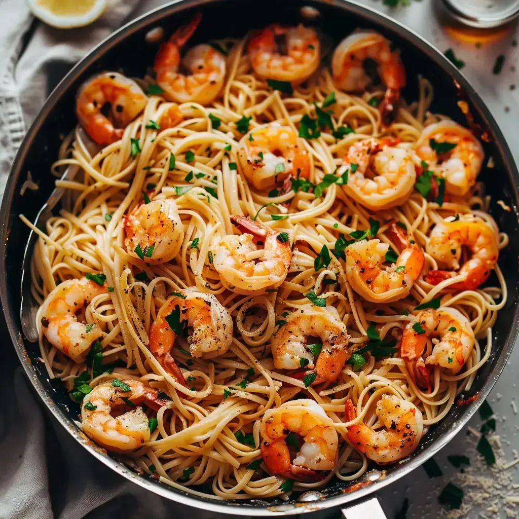 Pâtes savoureuses aux crevettes: recette facile et gourmande