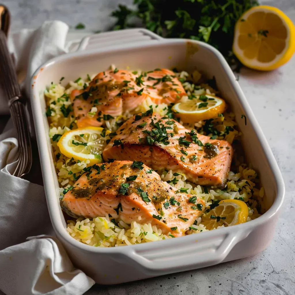 Saumon grillé au citron et riz parfumé