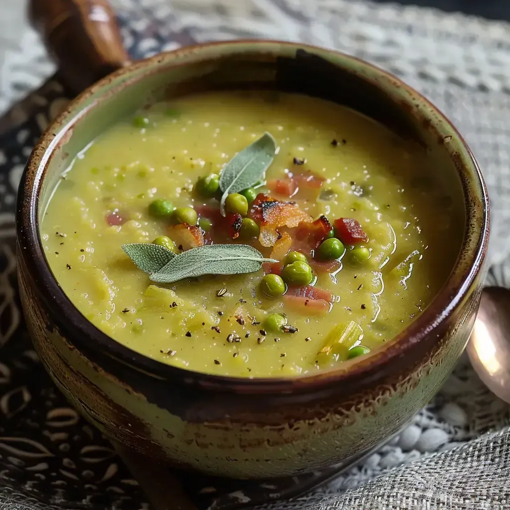 Soupe savoureuse aux poireaux et pois: recette maison facile