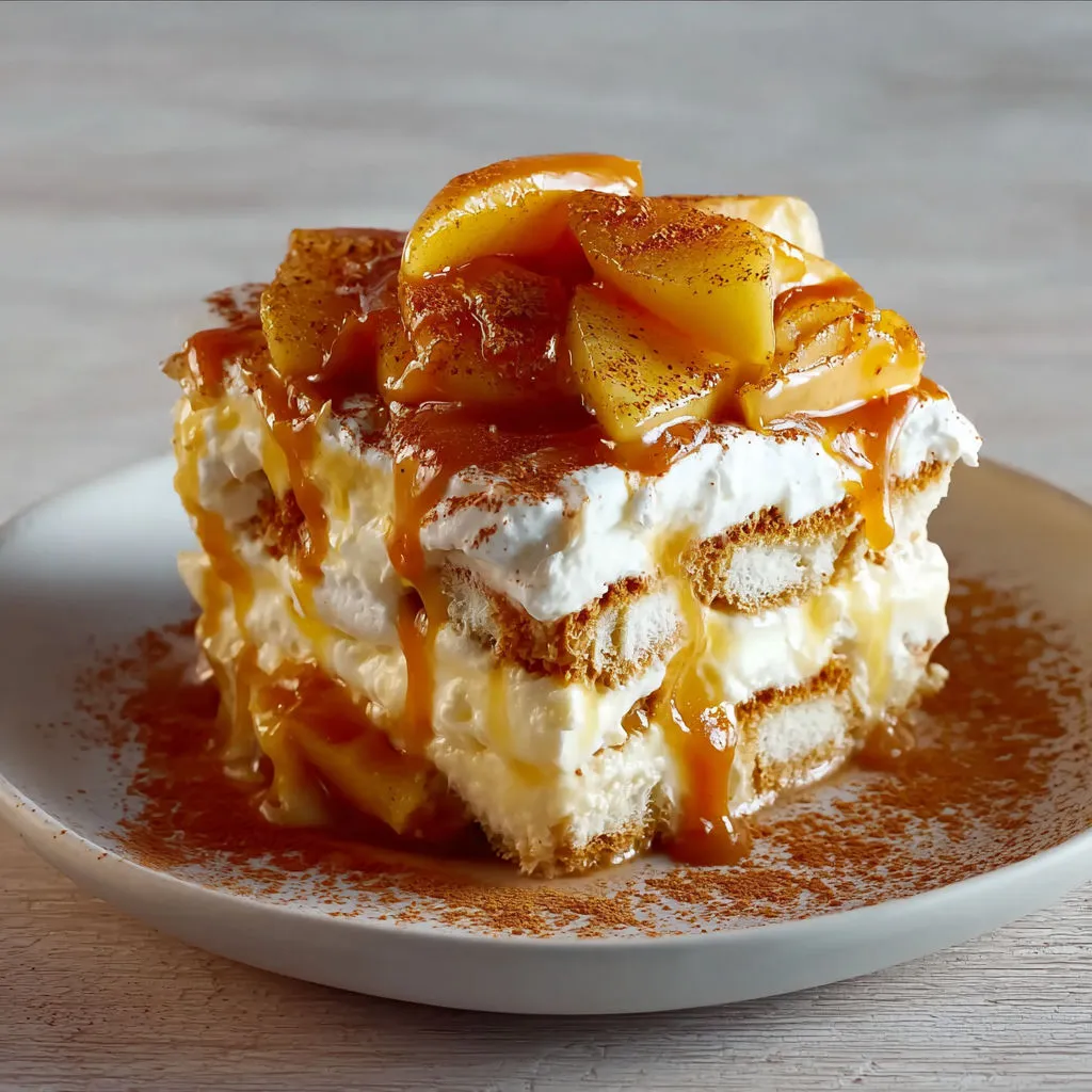 Tiramisu gourmand : caramel beurre salé et pommes fondantes